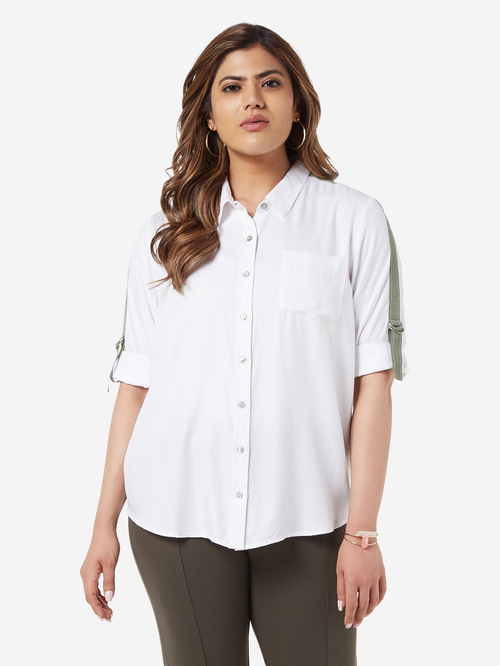Gia Curve by Westside White Tape-Detailed Casual Shirt Price in India