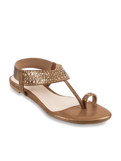 Mochi Antique Gold Toe Ring Sandals Price in India