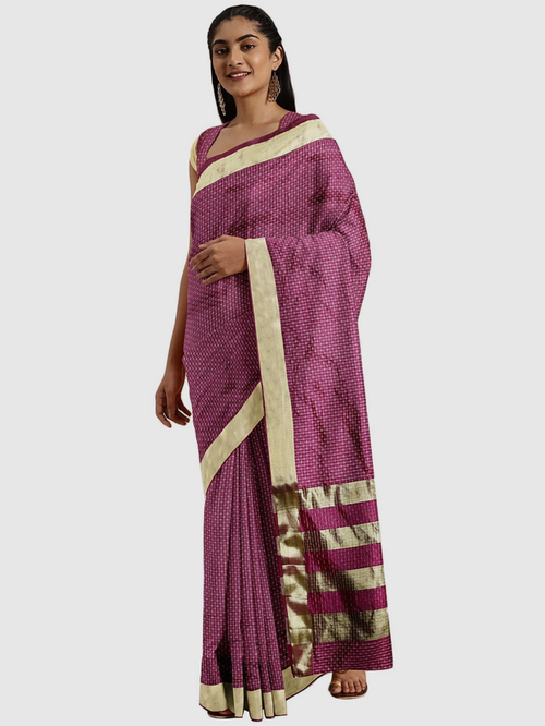 Soch Mauve Woven Sarees With Blouse Price in India