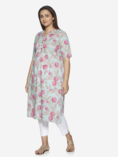 Diza Curve by Westside Light Blue Pomegranate Printed Kurta Price in India