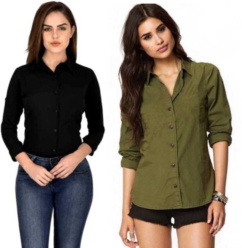 Women Solid Casual Spread Shirt Price in India