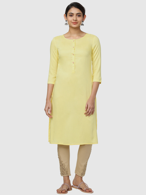 Naari Yellow Straight Kurta Price in India