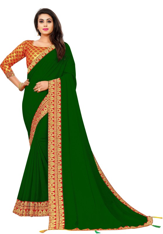 Temple Border, Dyed Bollywood Tussar Silk Saree Price in India