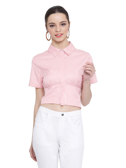 Oxolloxo Pink & White Bella Nora Den Shirt Price in India