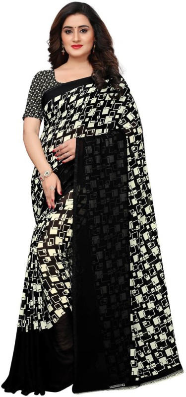 Geometric Print Venkatagiri Georgette Saree Price in India