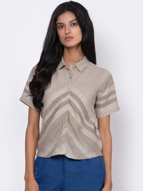 Rooted Light Brown Striped Shirt Price in India