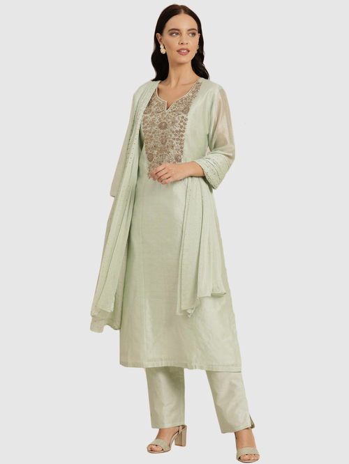Soch Green Embellished Kurta Pant Set With Dupatta Price in India