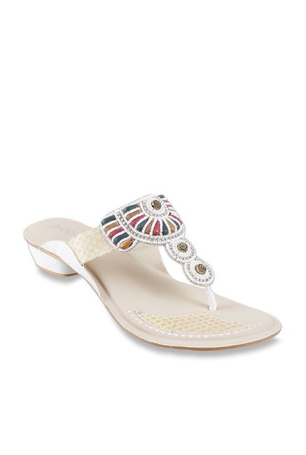 Mochi White T-Strap Sandals Price in India