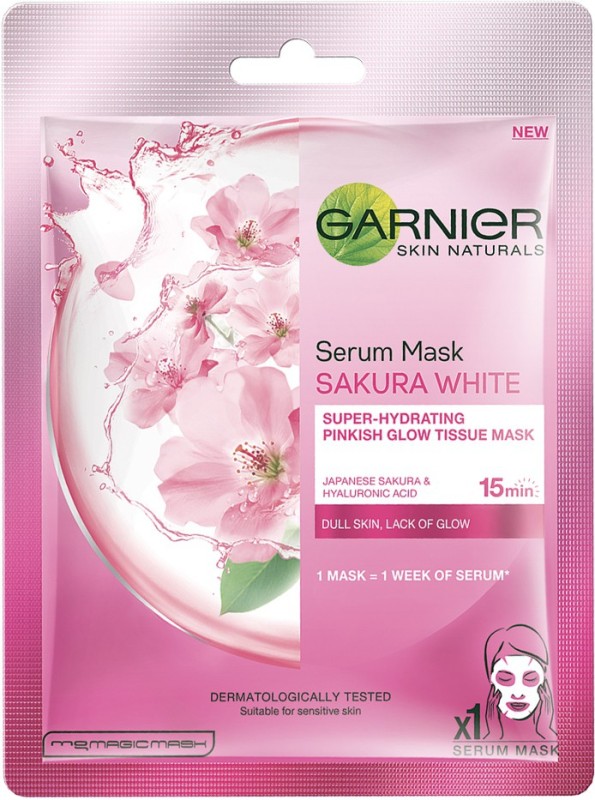 Garnier Skin Naturals, Sakura White, Face Serum Sheet Mask (Pink) Price in India