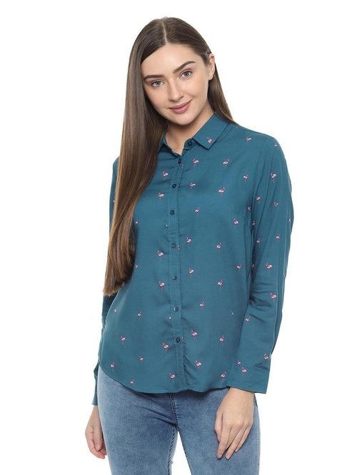 Solly by Allen Solly Blue Printed Shirt Price in India