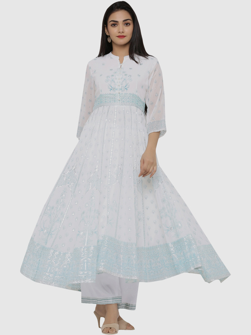 Juniper White Printed Kurta Palazzo Set Price in India