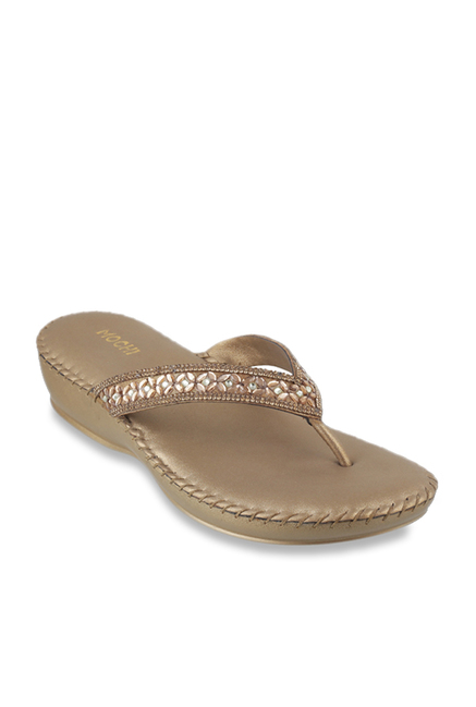 Mochi Antique Gold Thong Sandals Price in India