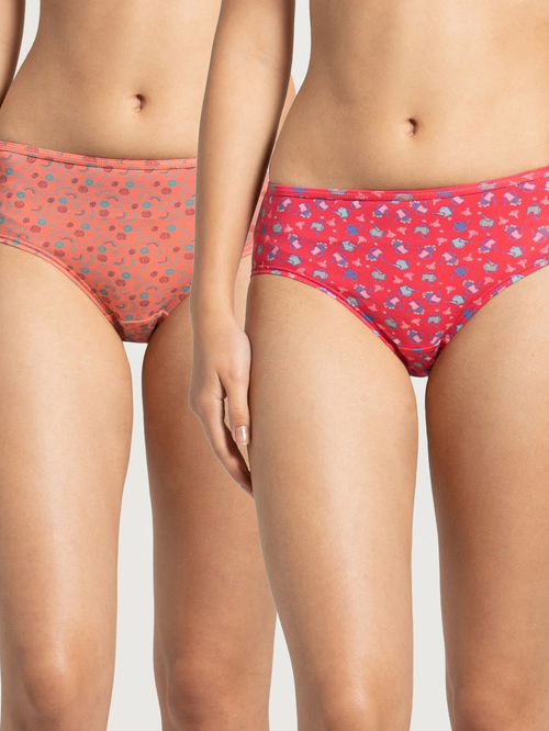 Jockey Peach Printed SW02 Hipster - Pack Of 2 Price in India