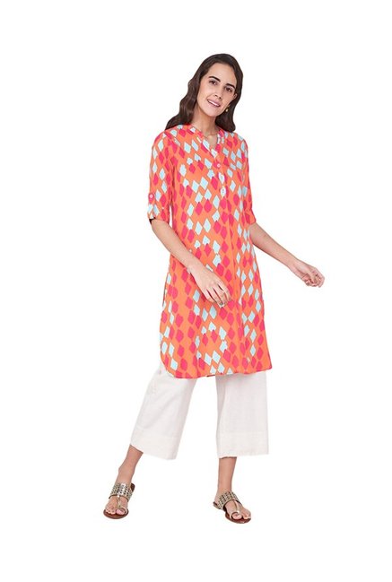 Global Desi Pink Printed Tunic Price in India