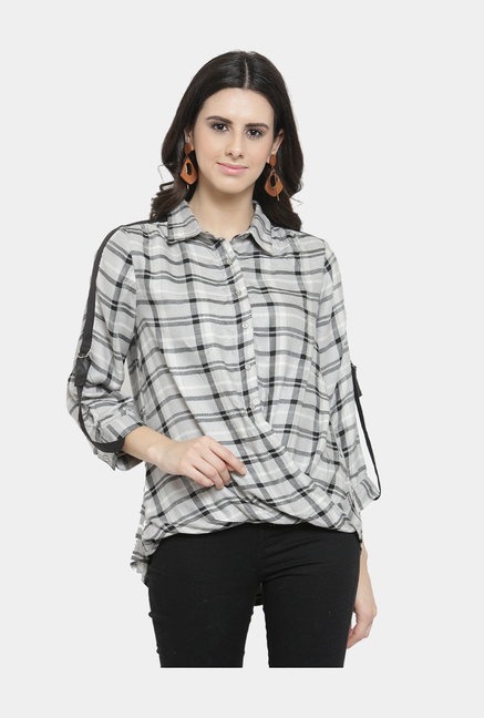 Latin Quarters Grey Checks Shirt Price in India