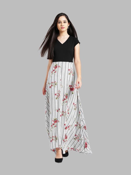 Zink London Black ☀ White Striped Maxi ...