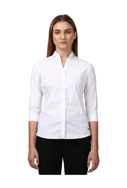 Park Avenue White Cotton Blend Shirt Price in India