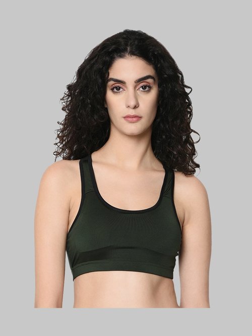 Da Intimo Dark Green Non Wired Padded Sports Bra Price in India