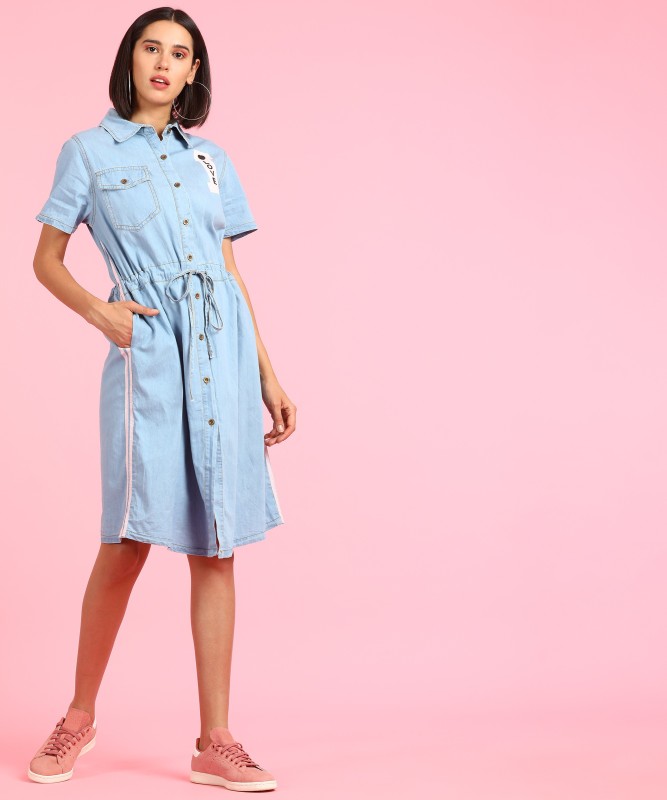 Women Shirt Blue Dress Price in India