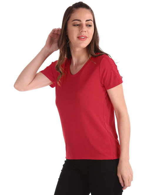 Elle Studio Red Regular Fit Top Price in India