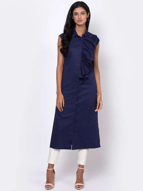 Rooted Blue Regular Fit Tunic Price in India