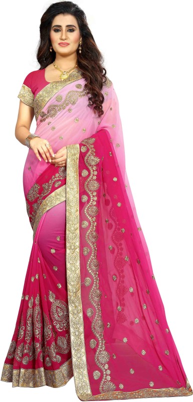 Embroidered Bollywood Poly Georgette Saree Price in India