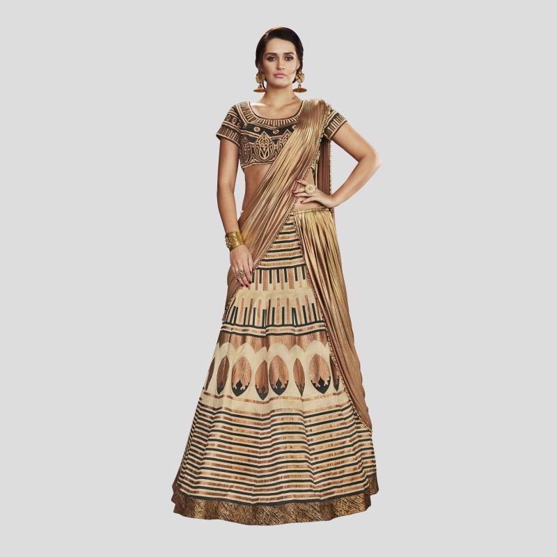 Striped Semi Stitched Lehenga Choli Price in India