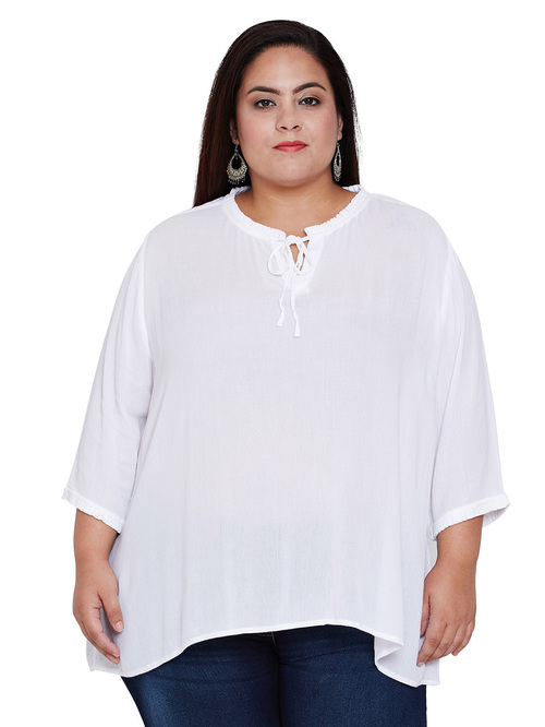 Oxolloxo White Curves Perl Punk Classic Peasant Top Price in India