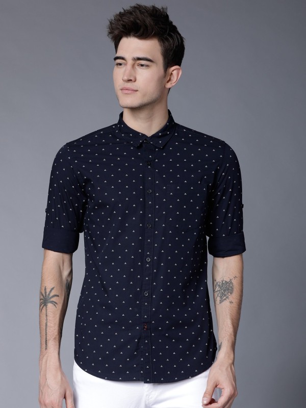 Men Printed Casual Button Down Shirt Price in India