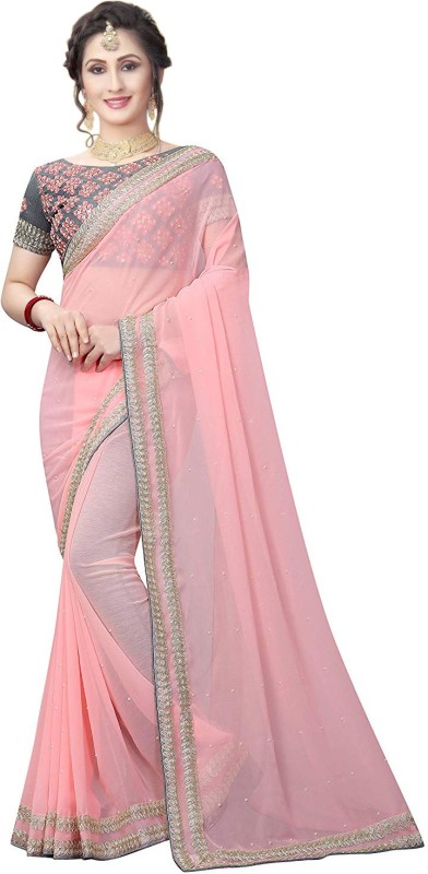 Embroidered, Embellished Bollywood Poly Georgette Saree Price in India