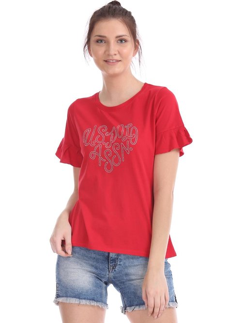 U.S. Polo Assn. Red Embellished Top Price in India