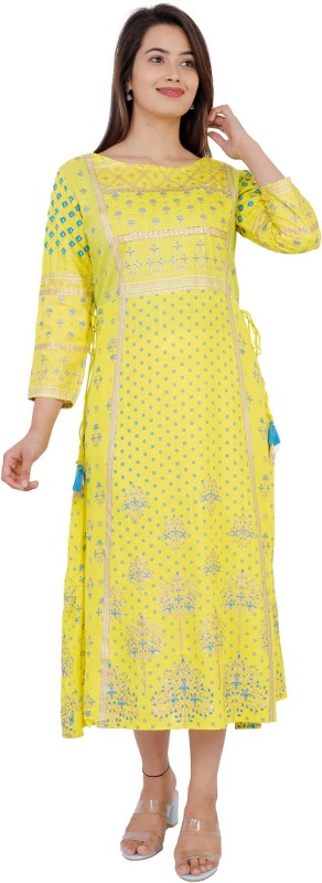 Women Printed Rayon A-line Kurta Price in India