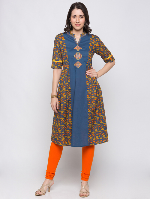 Globus Blue Printed Kurta Price in India