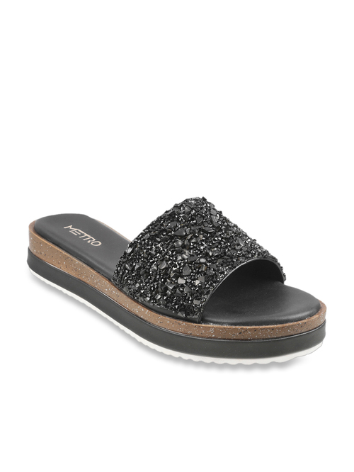 Metro Black Ethnic Sandals Price in India