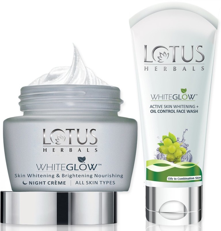 LOTUS HERBALS Whiteglow Skin Whitening & Brightening Nourishing Night Crme 60g with Oil Control Facewash 50g Price in India