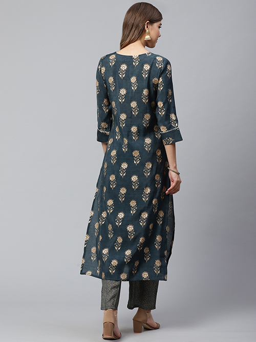 Cayman Green Printed Kurta Palazzo Set Price in India