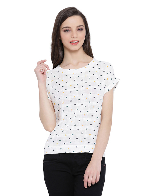 Oxolloxo White Polka Sinatra Chic Top Price in India