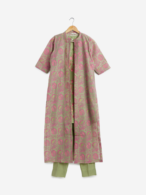 Vark by Westside Green Kurti, Jacket and Ethnic Pants Set Price in India