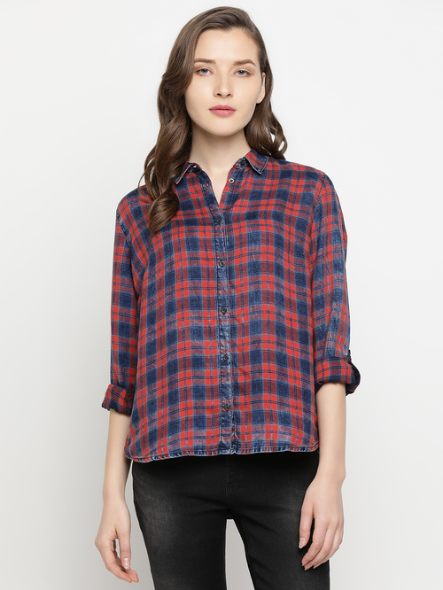 Pepe Jeans Red Checks Shirt Price in 
