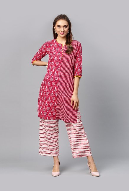 Juniper Pink Printed Straight Kurti Price in India