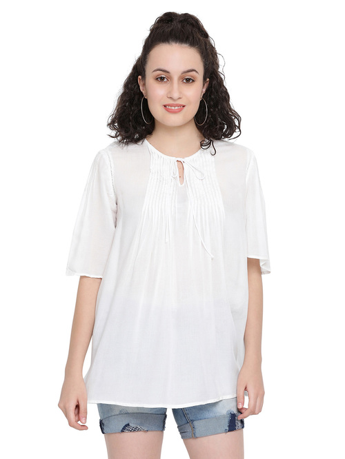 Oxolloxo White Emerald Laura Peasant Top Price in India