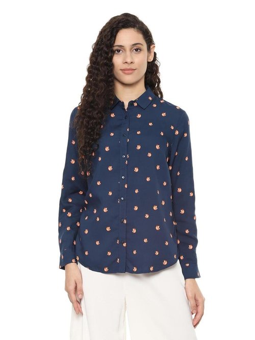 Solly by Allen Solly Navy Printed Shirt Price in India