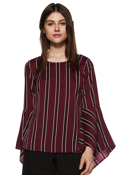 Style Quotient Maroon & Black Striped Top Price in India