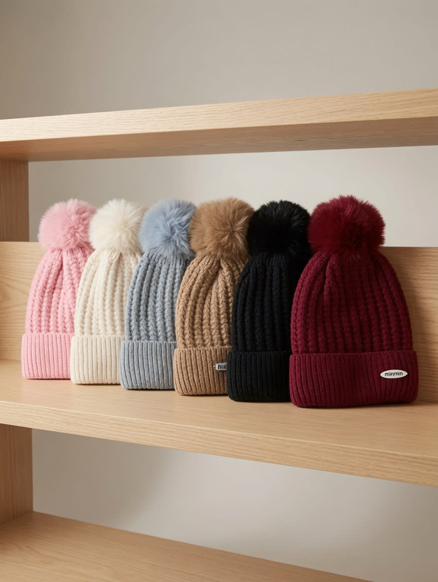 Gorros piel y pompón - miniatura 1