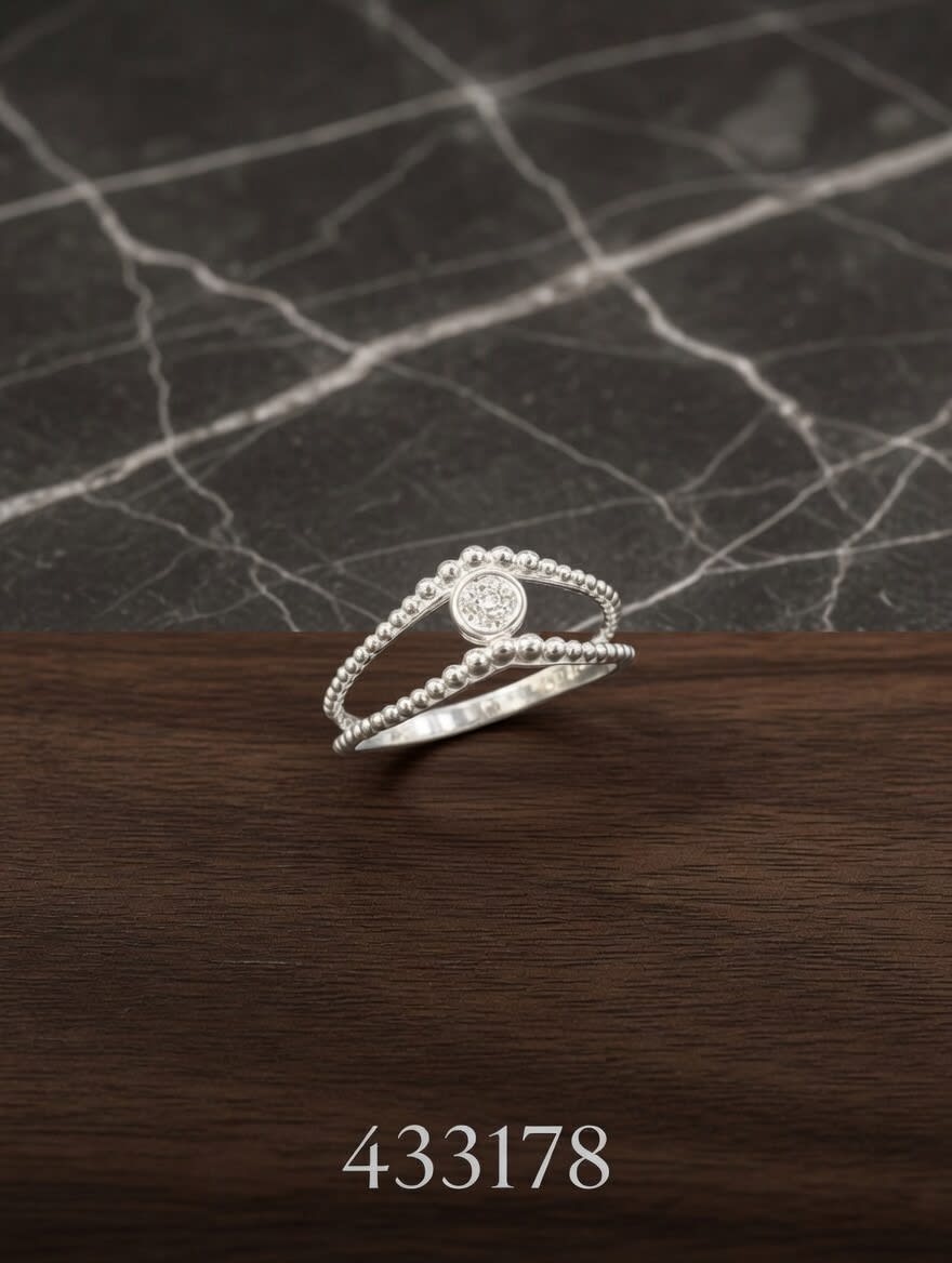 ANILLO ZIRCON DOBLE V PLT. IMPORTANTE - imagen 1