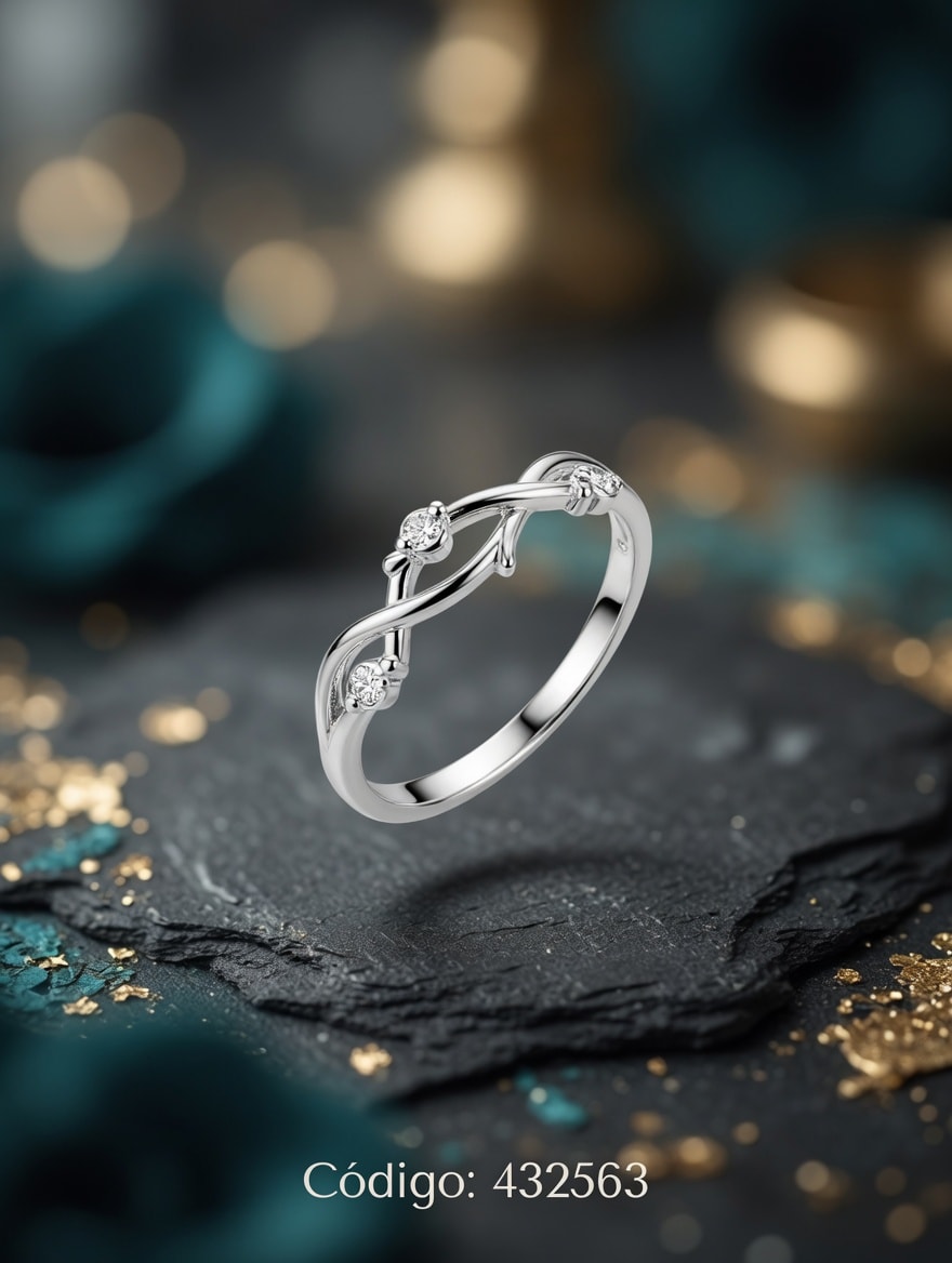 ANILLO ZIRCON FINO ENTRELAZADO PLT. IMPORTANTE - miniatura 2