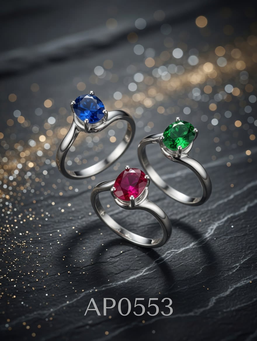 ANILLO ZIRCON OVAL COLORES PLATEADO IMPORTANTE - miniatura 2