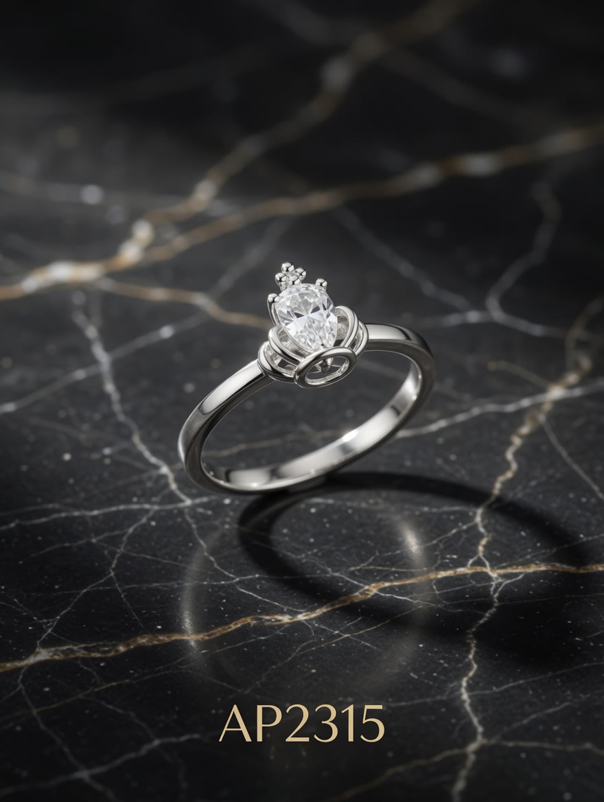 ANILLO ZIRCON FINO CORONA PLAT IMP. - miniatura 1