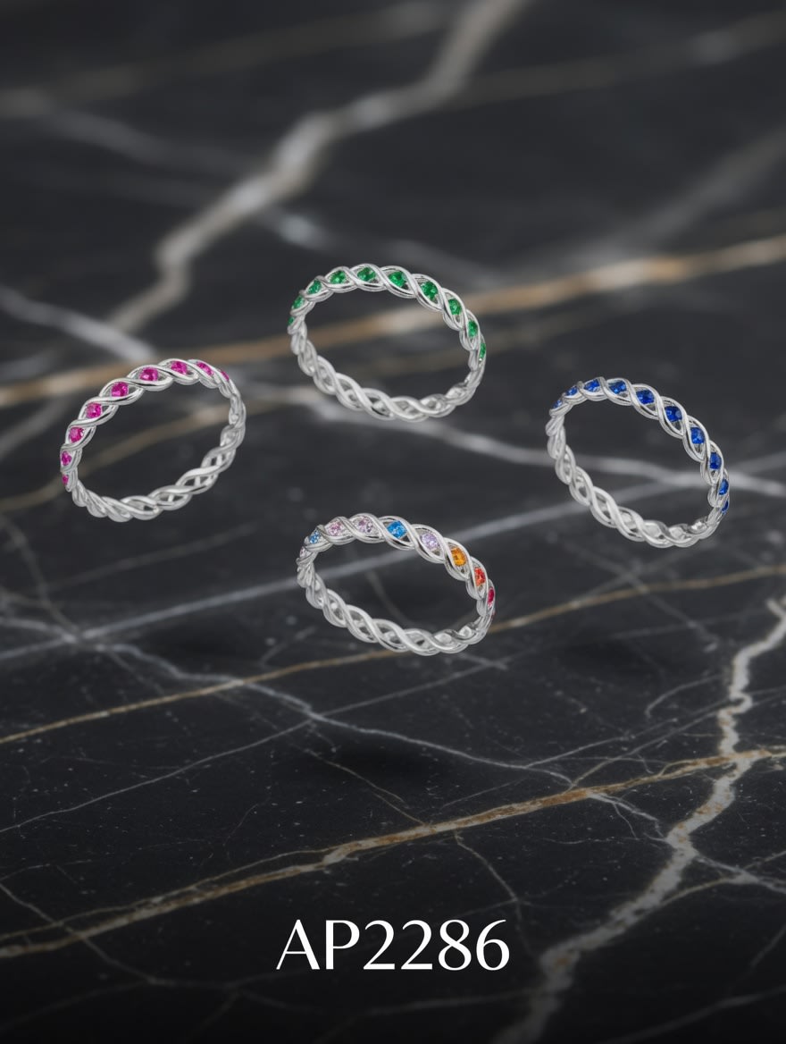 ANILLO MICROPAVE ZIRCON SINFIN RETORCIDO PLATEADO IMPORTANTE - miniatura 2