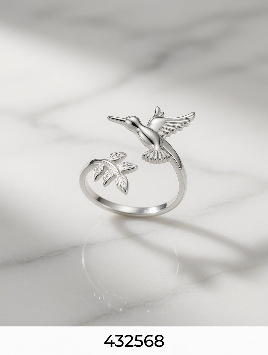 ANILLO COLIBRI Y LAURELES PLT. IMPORTANTE - miniatura 1